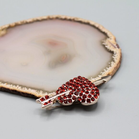 Heart arrow jewelry brooch pin love red yellow gold tone elegant brand new - Picture 6 of 12